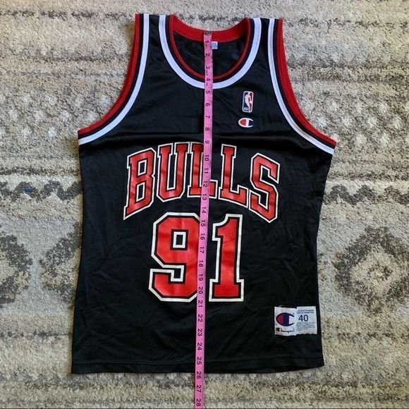 VTG Authentic Dennis Rodman Black Champion 91 40 - Picture 8 of 9